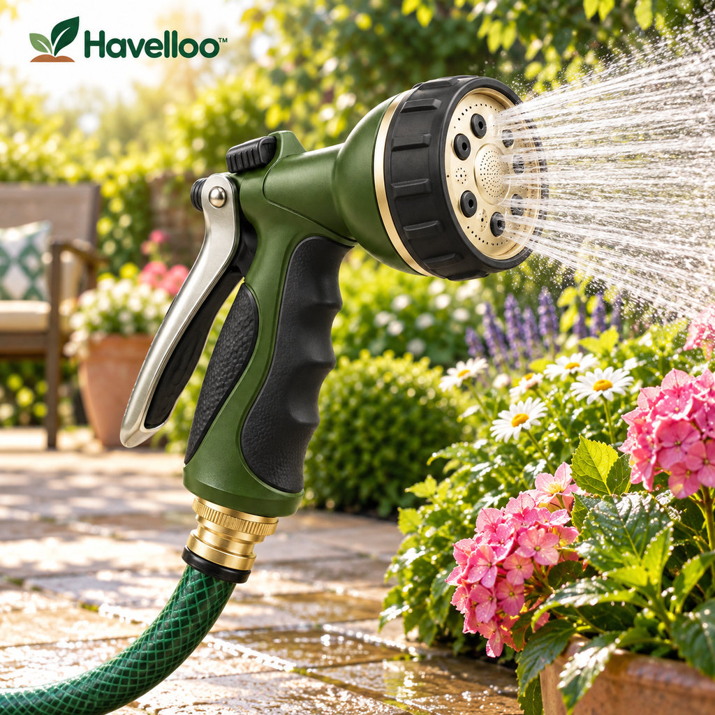 🚿 Havelloo™ 8-Pattern High-Pressure Spray Nozzle with Brass Fittings & Lock Trigger