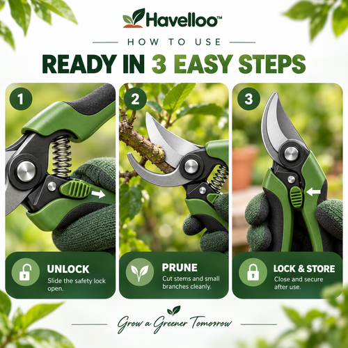 ✂️ Havelloo™ Premium Bypass Pruning Shears with Ergonomic Non-Slip Grip