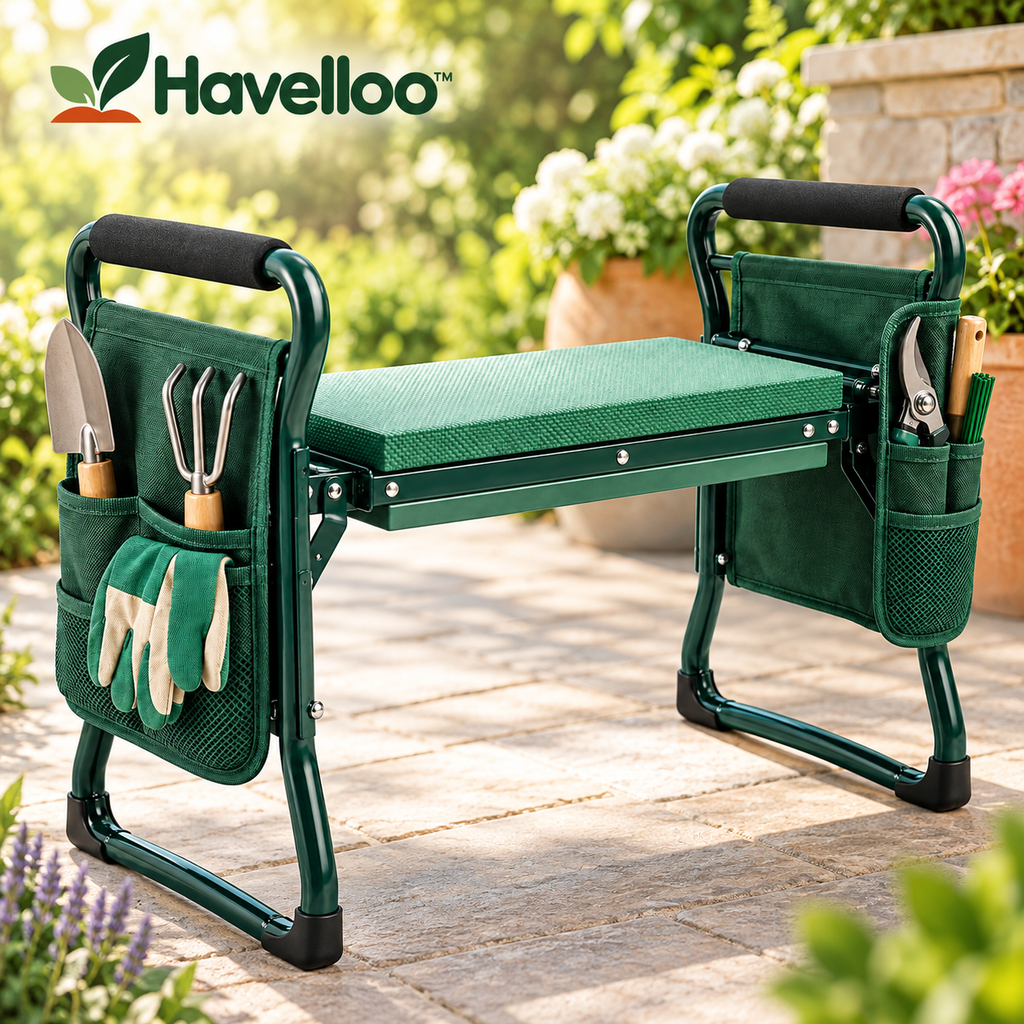 🪑 Havelloo™ Foldable Garden Kneeler & Seat with Tool Pockets & Thick Cushion