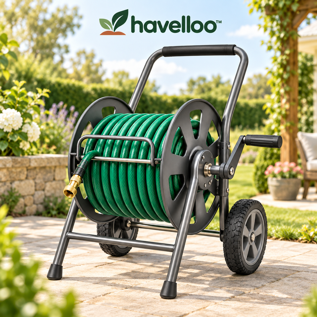 💦 Havelloo™ Heavy-Duty Hose Reel Cart with All-Terrain Wheels & Hand Crank