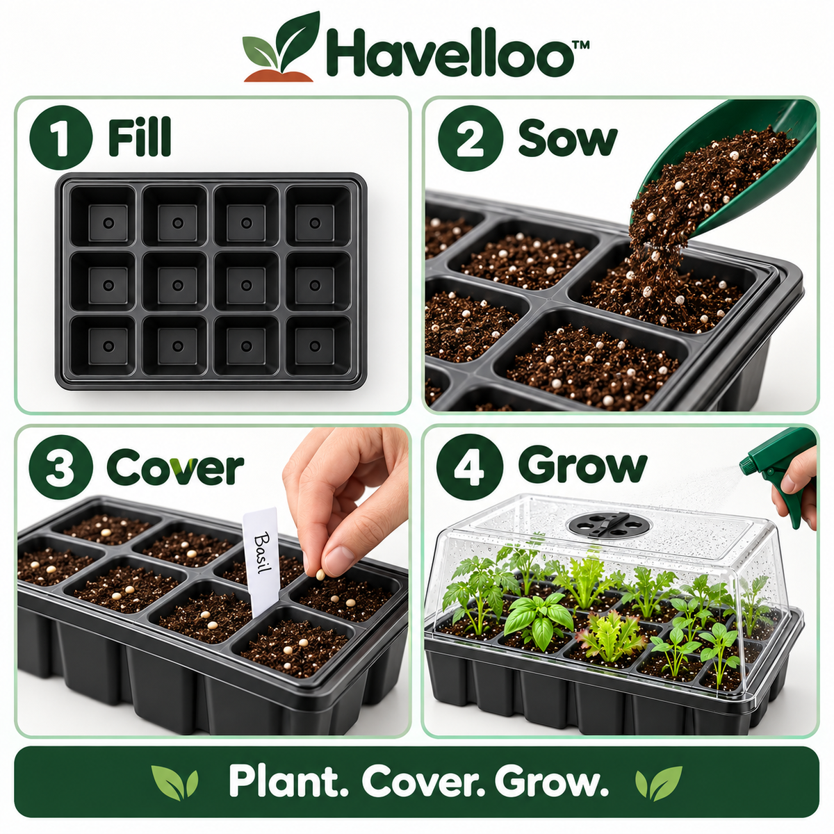 🌱 Havelloo™ Complete Seed Starter Kit with Humidity Dome, Peat Pots & Tools