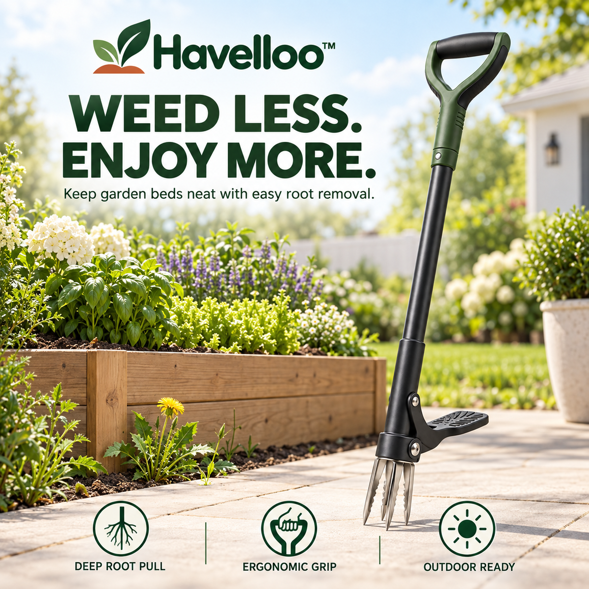 🌿 Havelloo™ Stand-Up Weeder with Foot Pedal & Stainless Steel Claws