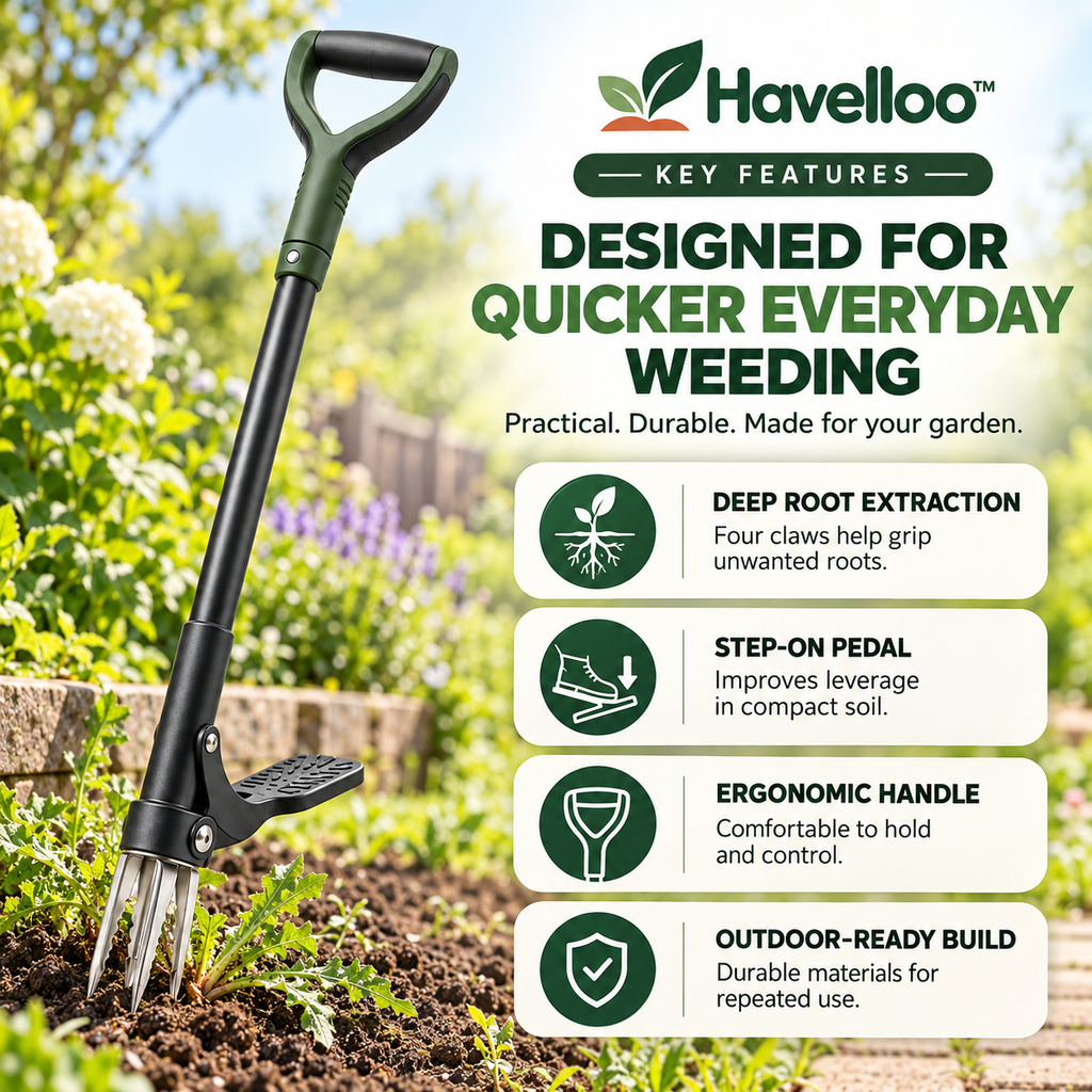 🌿 Havelloo™ Stand-Up Weeder with Foot Pedal & Stainless Steel Claws