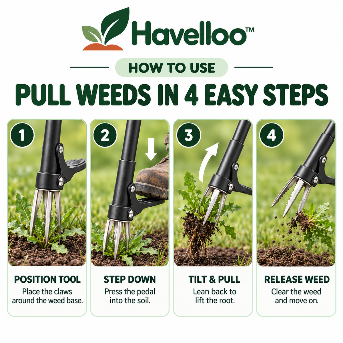 🌿 Havelloo™ Stand-Up Weeder with Foot Pedal & Stainless Steel Claws