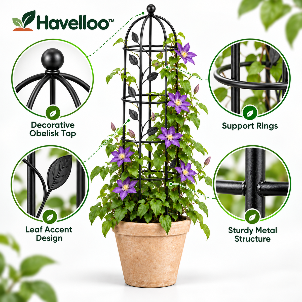 🌹 Havelloo™ Obelisk Garden Trellis for Climbing Plants, Vines & Roses