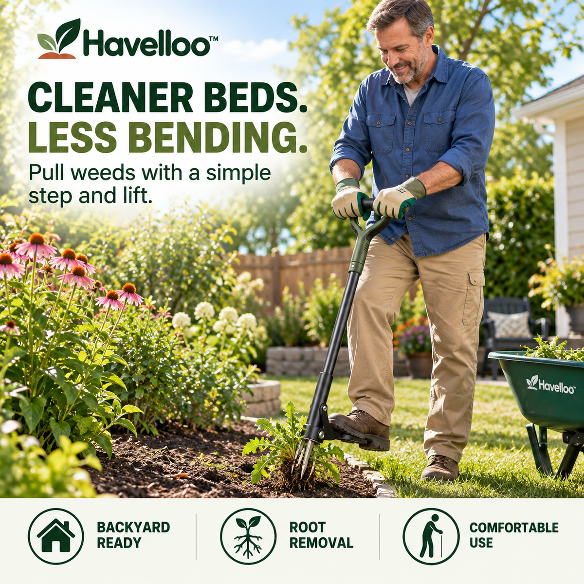 🌿 Havelloo™ Stand-Up Weeder with Foot Pedal & Stainless Steel Claws