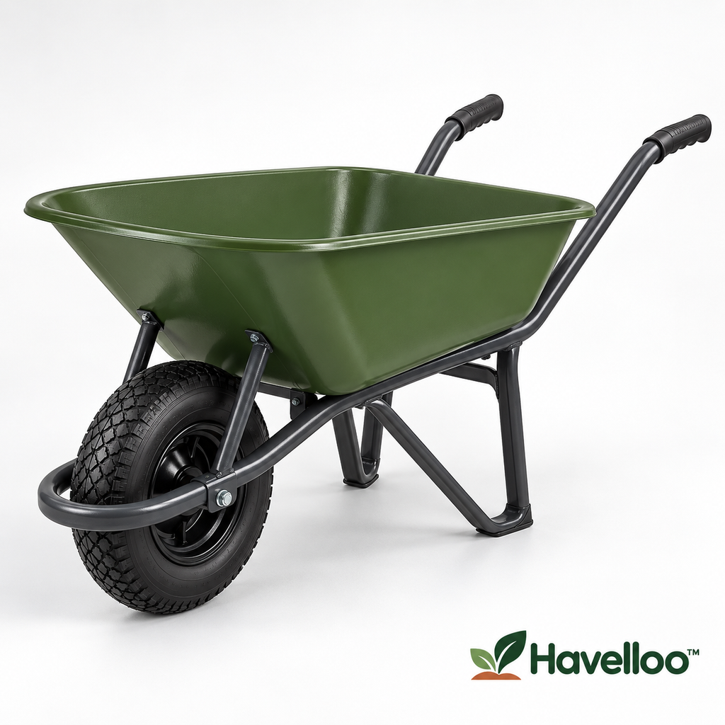 🛞 Havelloo™ Heavy-Duty Garden Wheelbarrow with Pneumatic Tire & Steel Frame