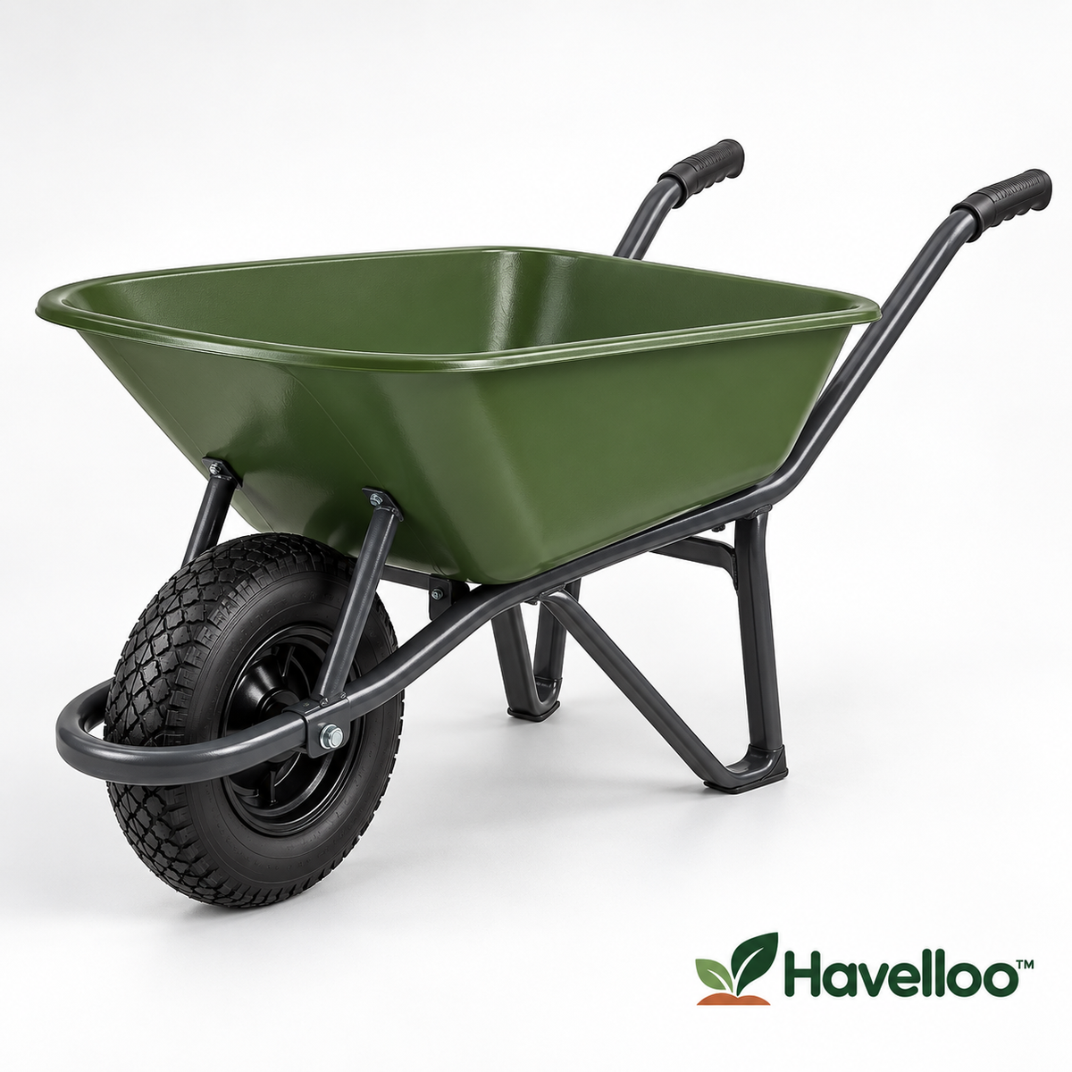🛞 Havelloo™ Heavy-Duty Garden Wheelbarrow with Pneumatic Tire & Steel Frame