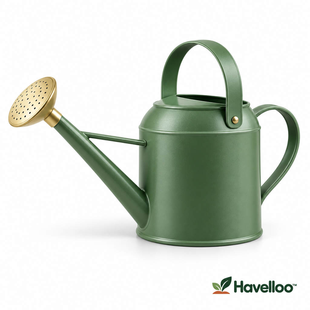 🪴 Havelloo™ Sage Green Metal Watering Can with Long Spout & Brass Shower Rose
