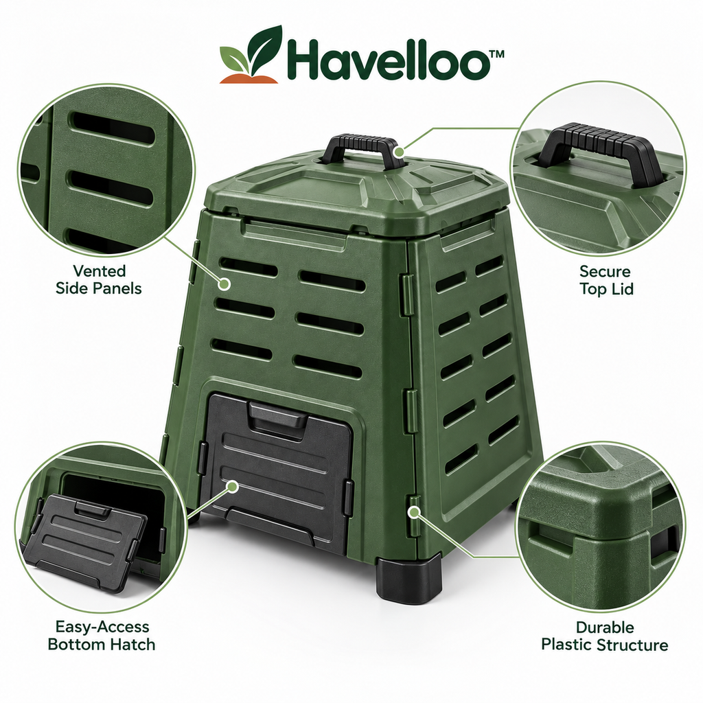 ♻️ Havelloo™ 80-Gallon Outdoor Compost Bin with Bottom Access Drawer & Ventilation