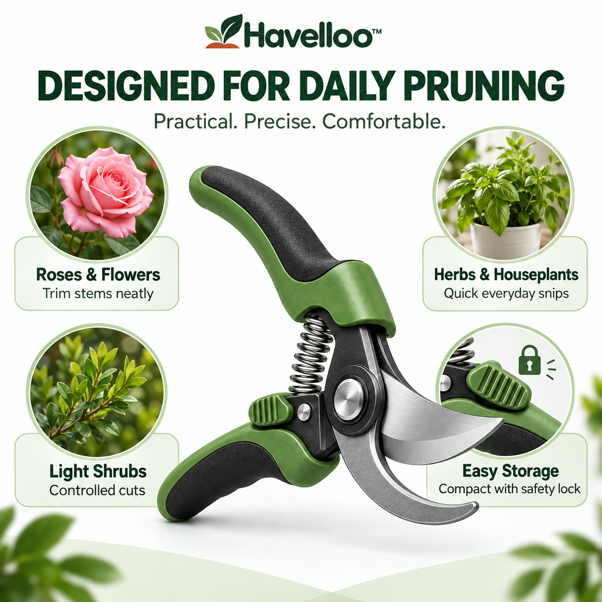 ✂️ Havelloo™ Premium Bypass Pruning Shears with Ergonomic Non-Slip Grip