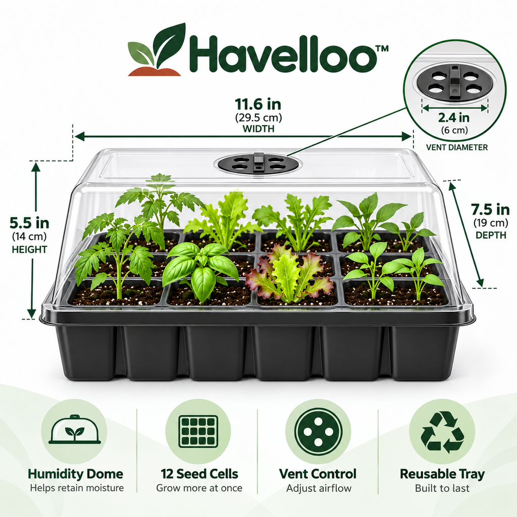 🌱 Havelloo™ Complete Seed Starter Kit with Humidity Dome, Peat Pots & Tools