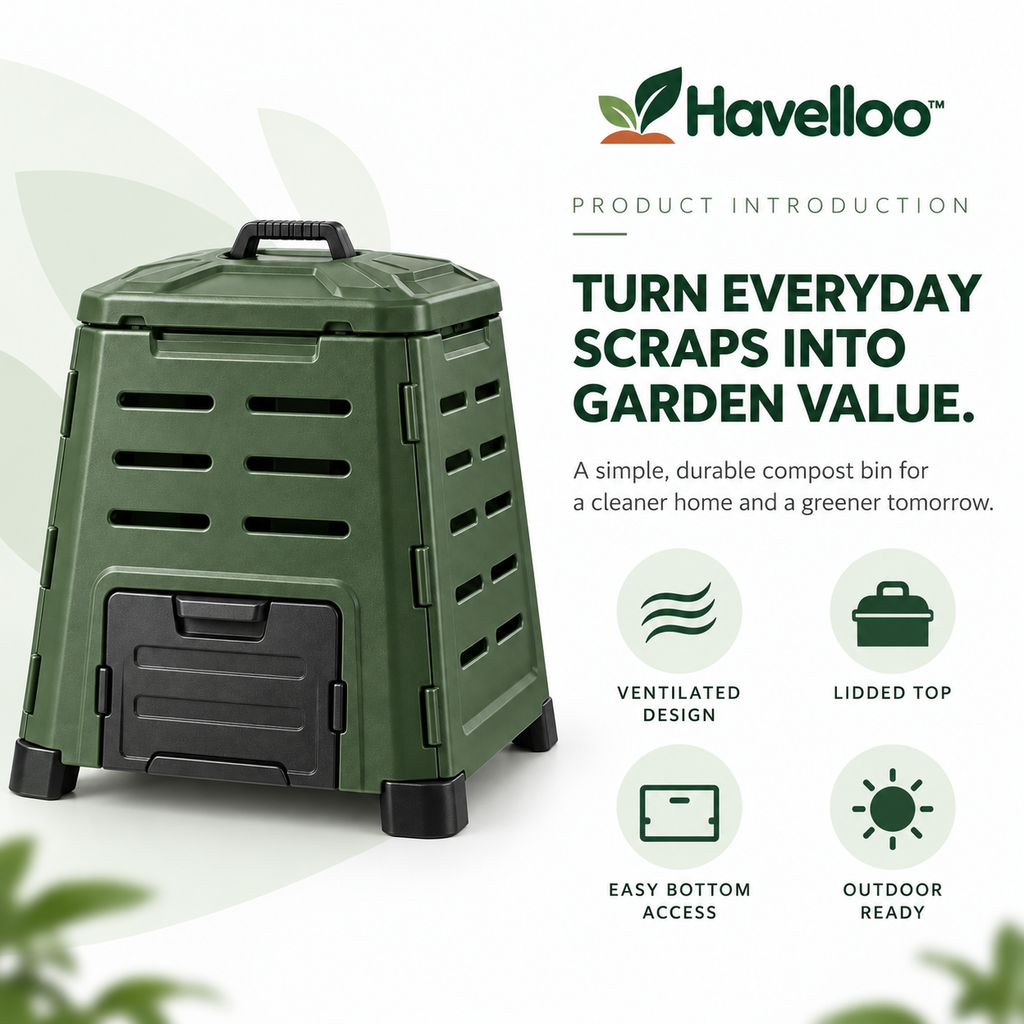 ♻️ Havelloo™ 80-Gallon Outdoor Compost Bin with Bottom Access Drawer & Ventilation