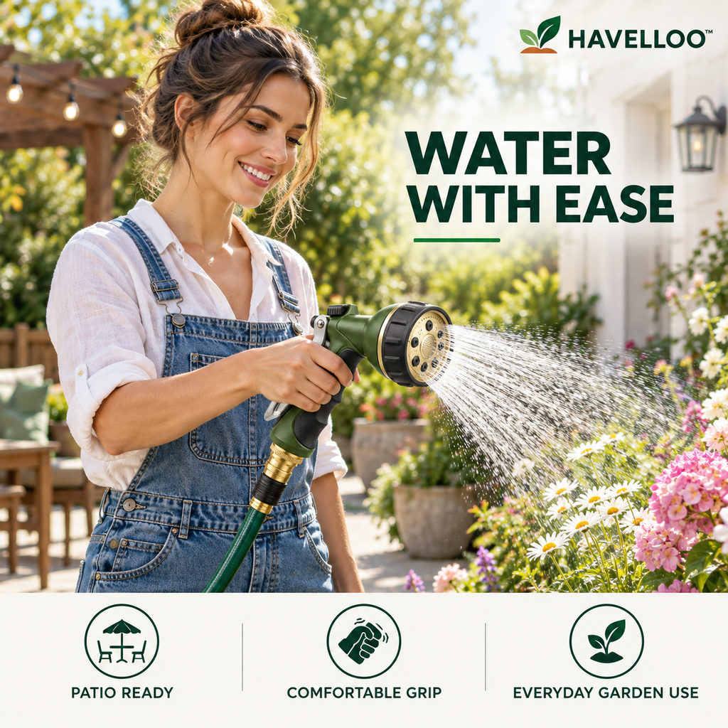 🚿 Havelloo™ 8-Pattern High-Pressure Spray Nozzle with Brass Fittings & Lock Trigger