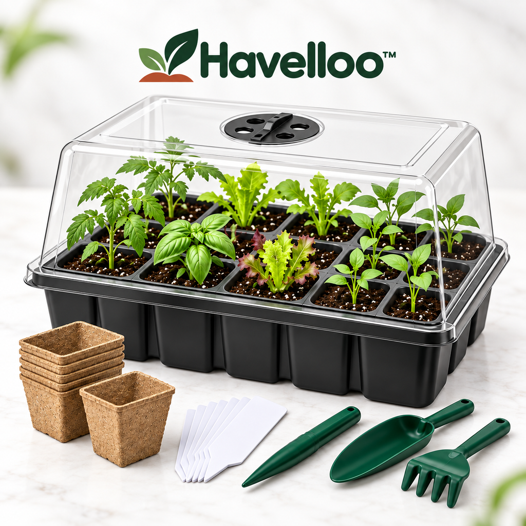 🌱 Havelloo™ Complete Seed Starter Kit with Humidity Dome, Peat Pots & Tools