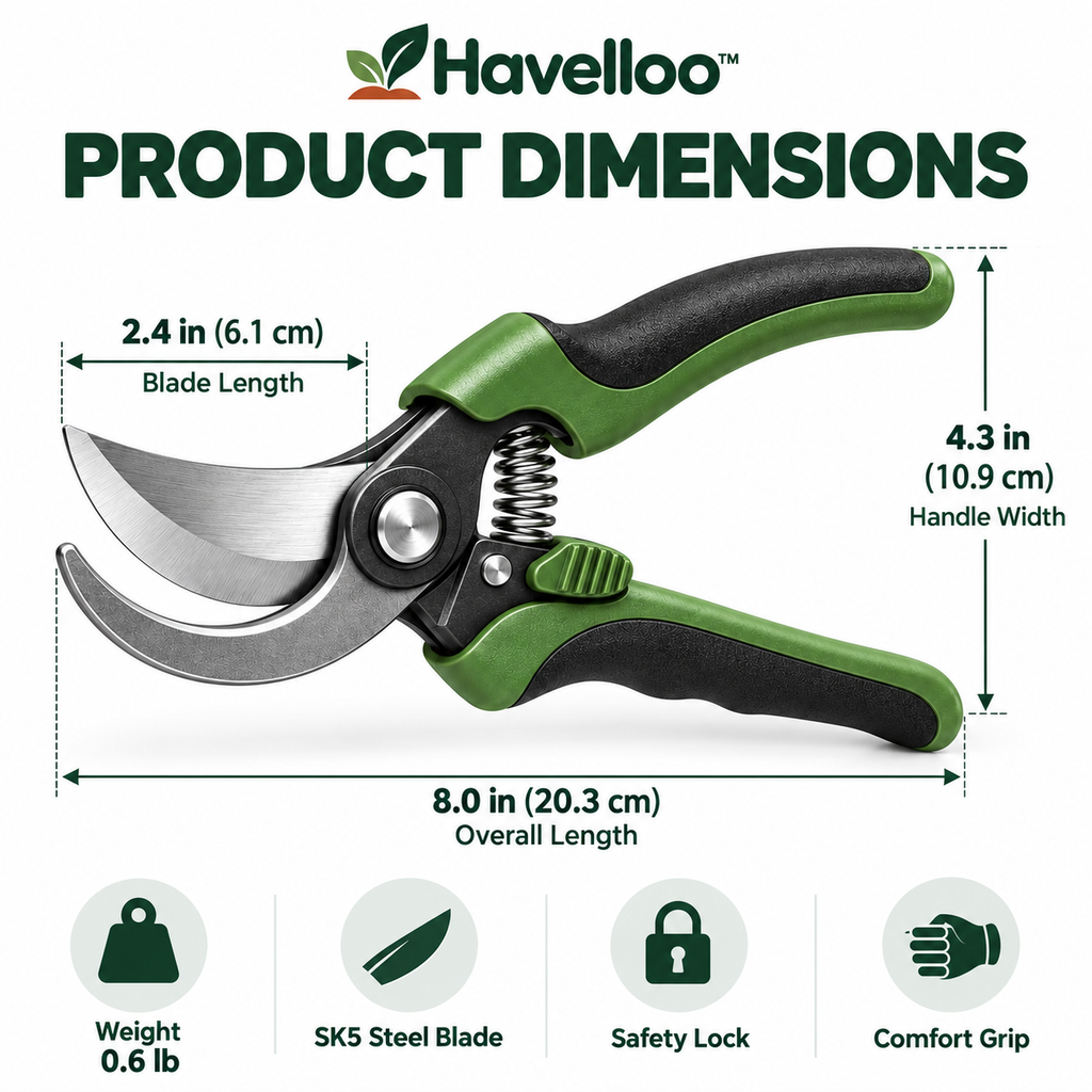 ✂️ Havelloo™ Premium Bypass Pruning Shears with Ergonomic Non-Slip Grip