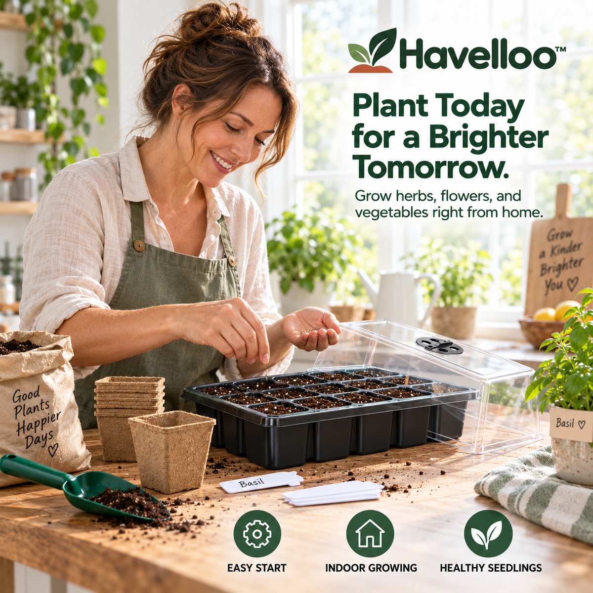 🌱 Havelloo™ Complete Seed Starter Kit with Humidity Dome, Peat Pots & Tools