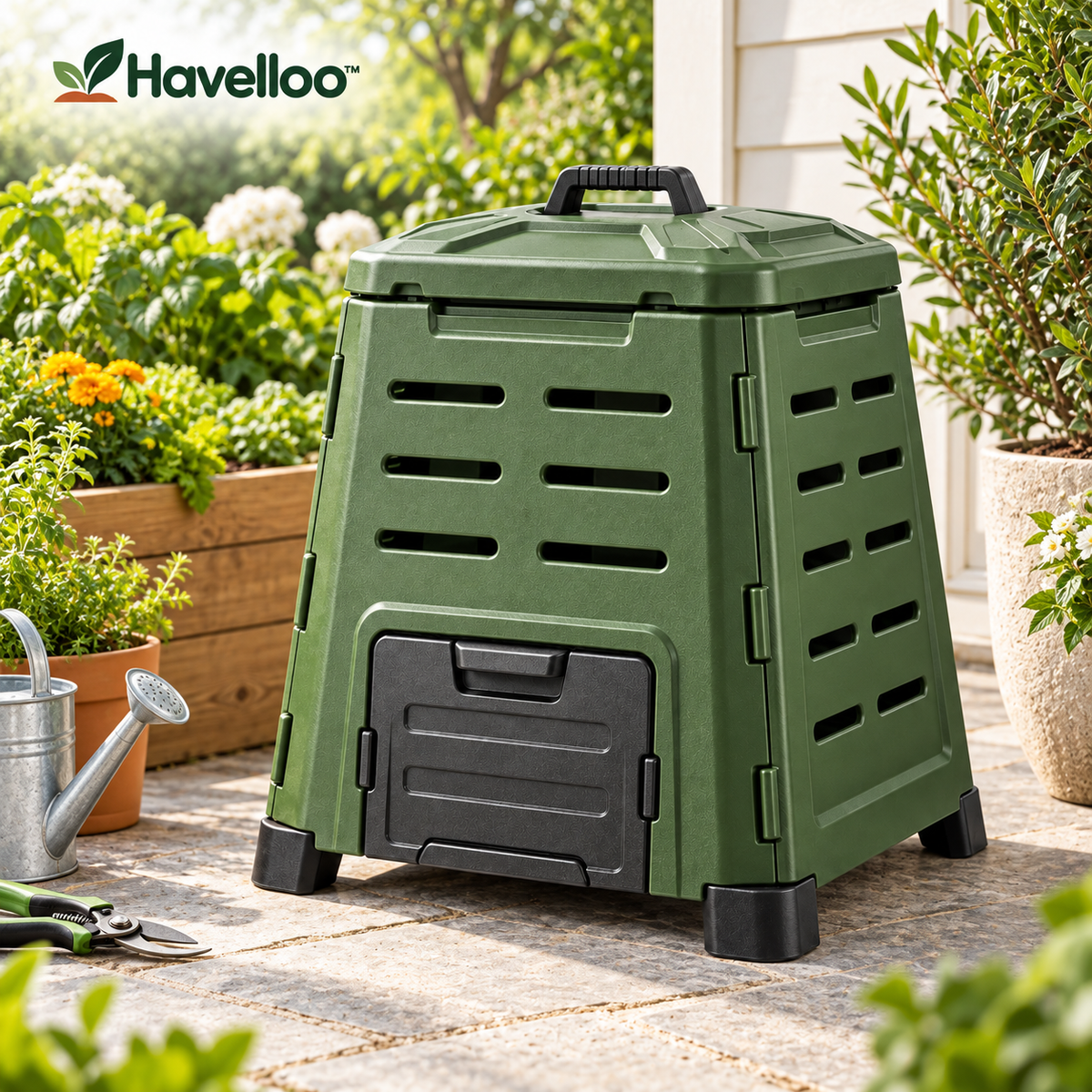 ♻️ Havelloo™ 80-Gallon Outdoor Compost Bin with Bottom Access Drawer & Ventilation