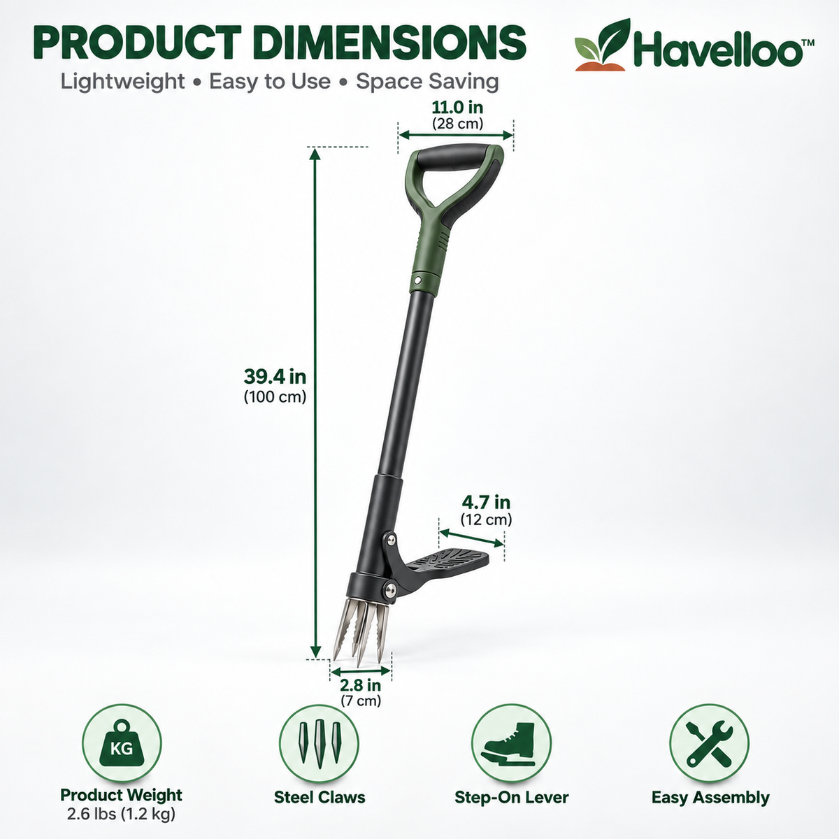 🌿 Havelloo™ Stand-Up Weeder with Foot Pedal & Stainless Steel Claws