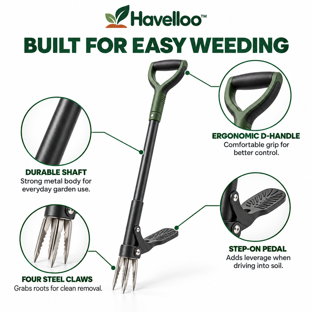 🌿 Havelloo™ Stand-Up Weeder with Foot Pedal & Stainless Steel Claws