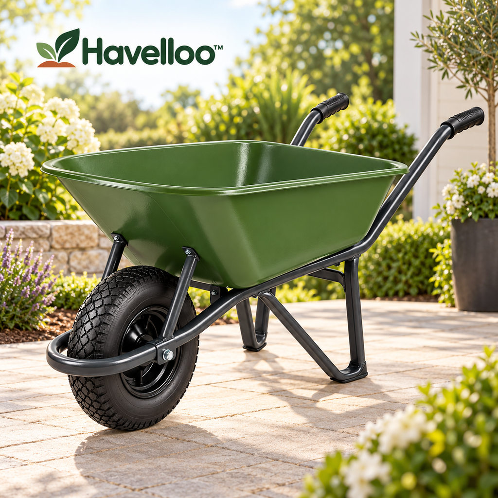 🛞 Havelloo™ Heavy-Duty Garden Wheelbarrow with Pneumatic Tire & Steel Frame